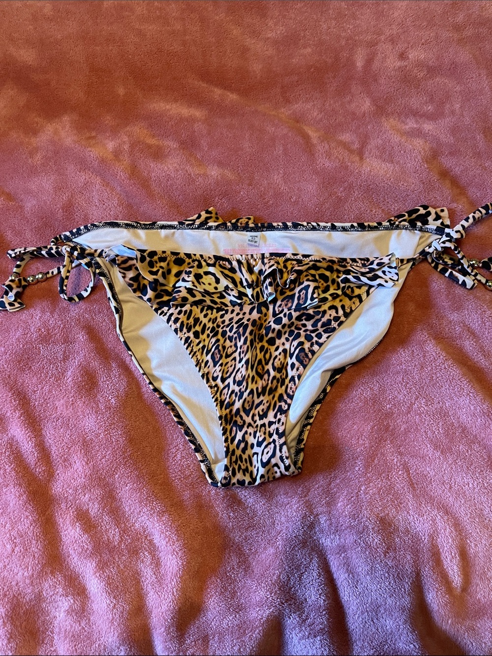 Victoria's Secret Kids Leopard Tie-Side Bikini Bottoms - Tan, Black